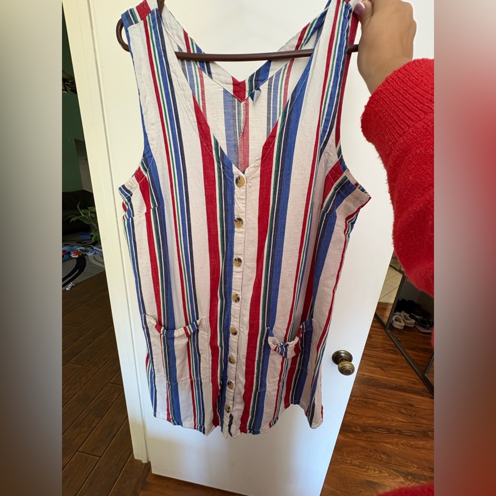 Striped Sleeveless Button-Down dress